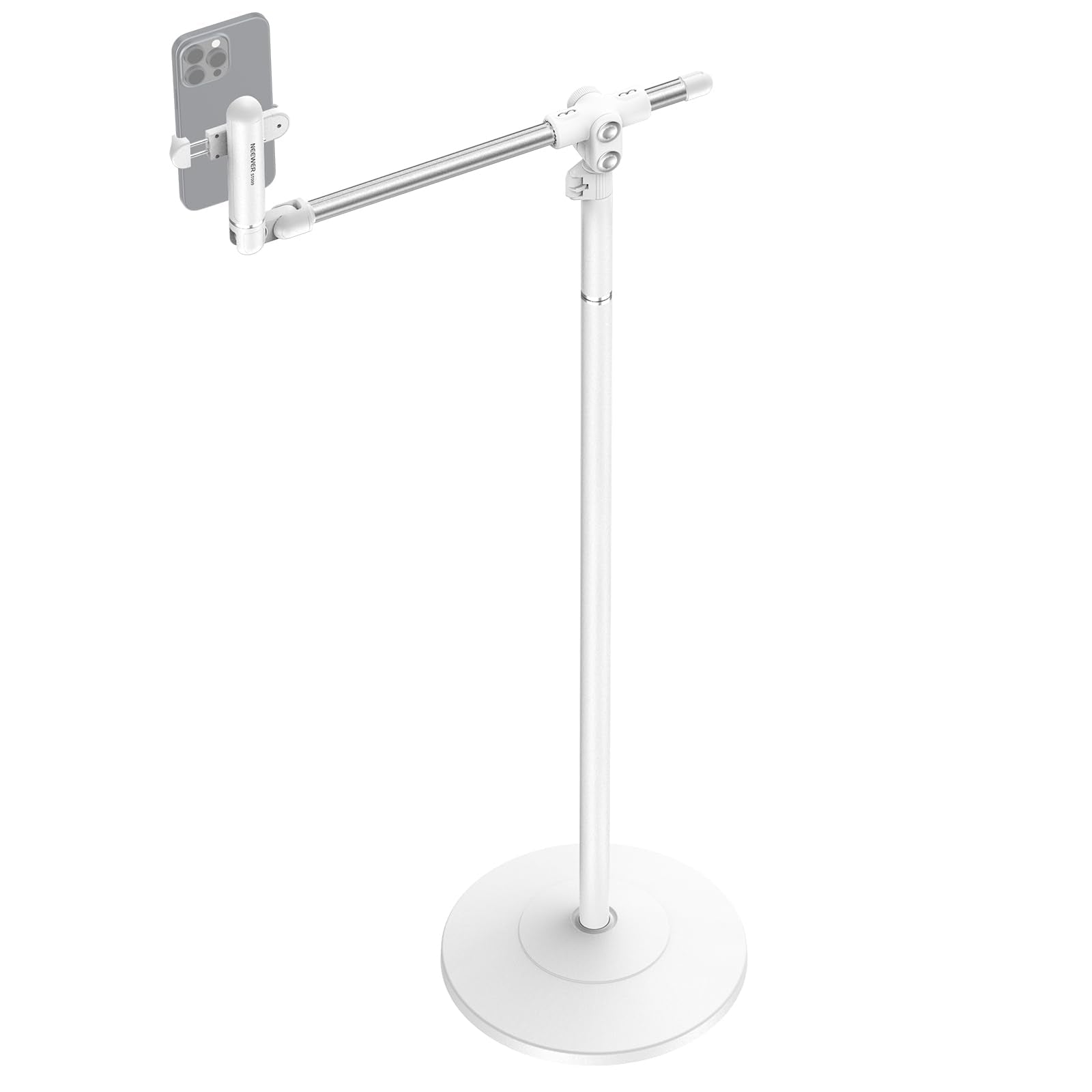 NEEWER BASICS Overhead Phone Mount Holder Stand, Metal Desk Tripod Camera Rig Compatible with iPhone Android Samsung for Cooking Makeup Drawing Vlogging Live Streaming Filming Video Recording, ST013
