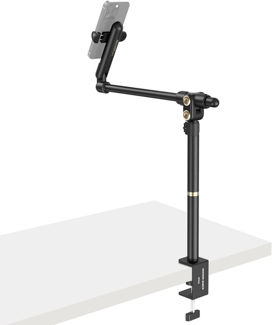 NEEWER BASICS Overhead Phone Mount Holder Stand, Metal Desk Tripod Camera Rig Compatible with iPhone Android Samsung for Cooking Makeup Drawing Vlogging Live Streaming Filming Video Recording, ST013