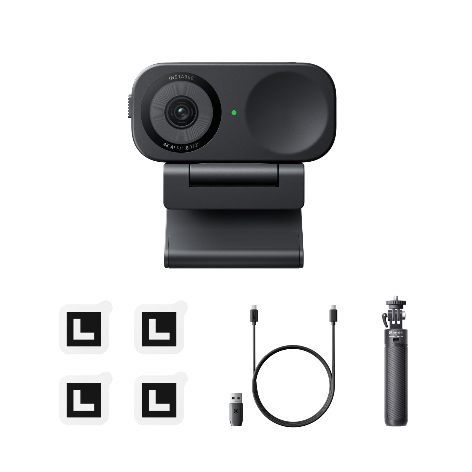 Insta360 Link 2C Standard Bundle Arctic White - 4K Webcam for PC/Mac, 1/2" Sensor, Auto Framing, HDR, AI Noise-Canceling Mic, Gesture Control for Streaming