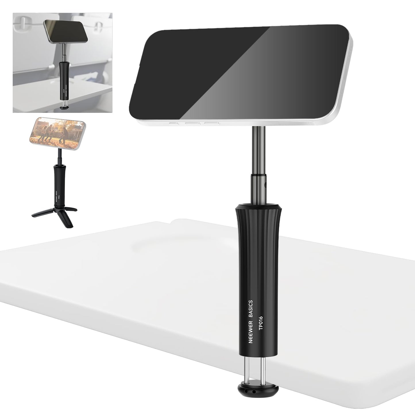 NEEWER BASICS Overhead Phone Mount Holder Stand, Metal Desk Tripod Camera Rig Compatible with iPhone Android Samsung for Cooking Makeup Drawing Vlogging Live Streaming Filming Video Recording, ST013