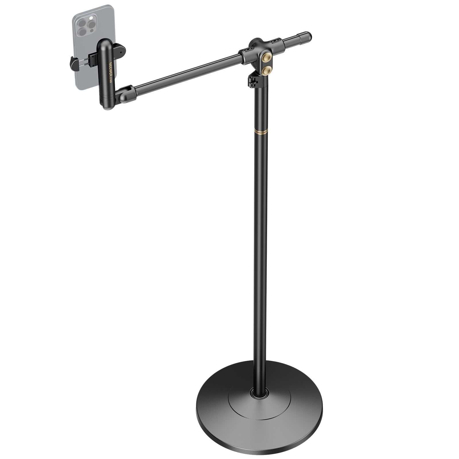 NEEWER BASICS Overhead Phone Mount Holder Stand, Metal Desk Tripod Camera Rig Compatible with iPhone Android Samsung for Cooking Makeup Drawing Vlogging Live Streaming Filming Video Recording, ST013