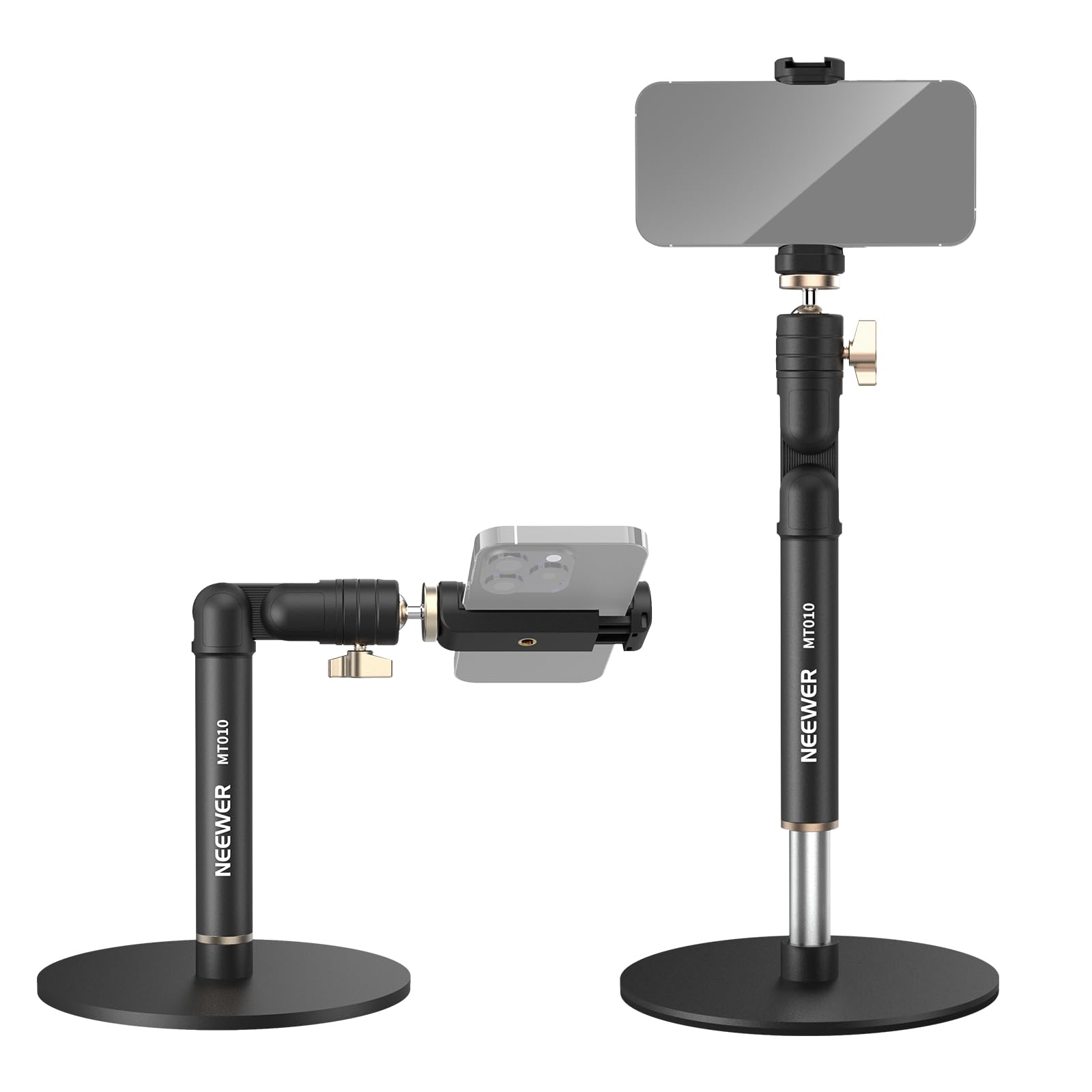 NEEWER BASICS Overhead Phone Mount Holder Stand, Metal Desk Tripod Camera Rig Compatible with iPhone Android Samsung for Cooking Makeup Drawing Vlogging Live Streaming Filming Video Recording, ST013