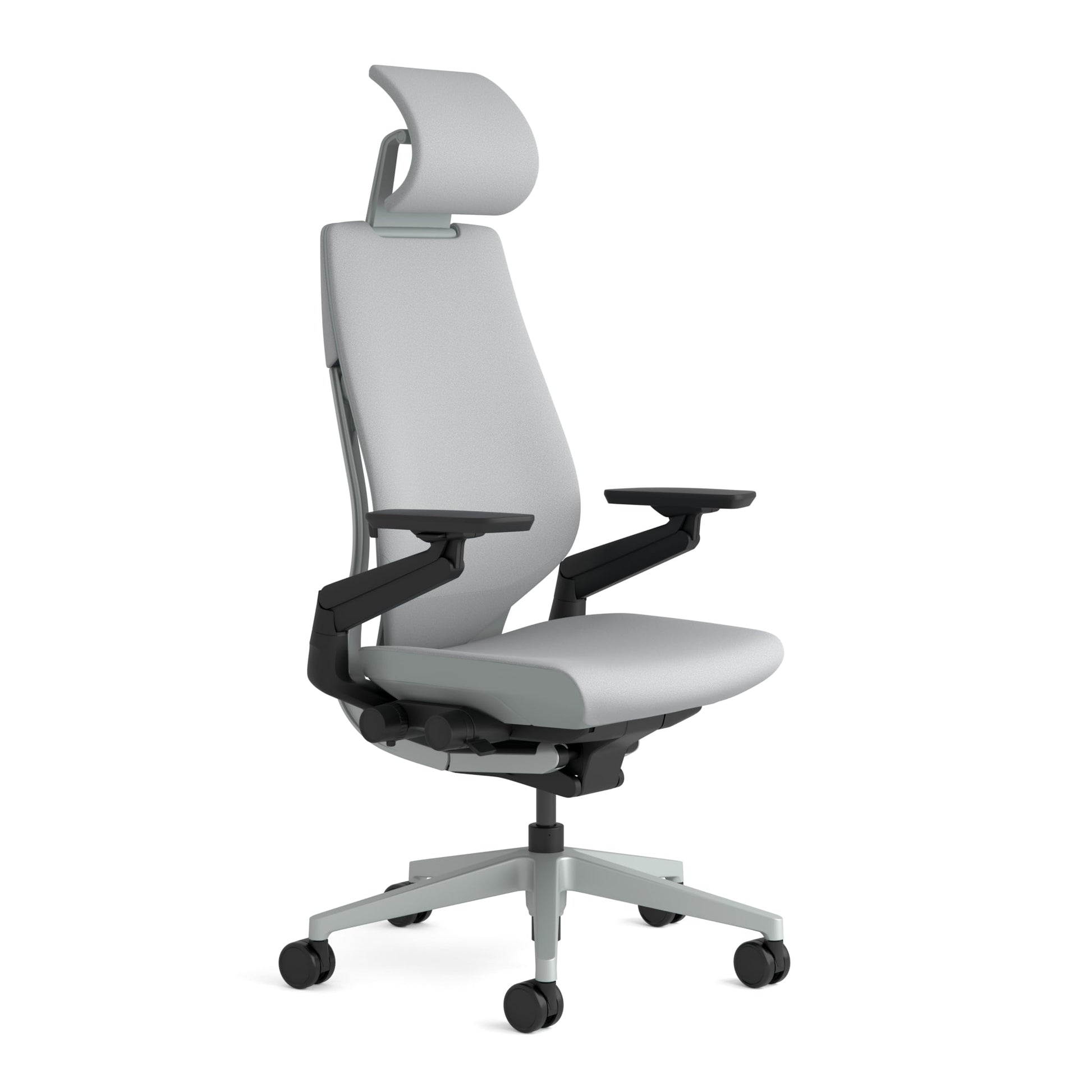 Steelcase Gesture Ergonomic Office Chair With 360° Armrests, 3D Live Back Lumbar Support, Adjustable Headrest Black; Made in Europe, 66 x 62.5 x 107