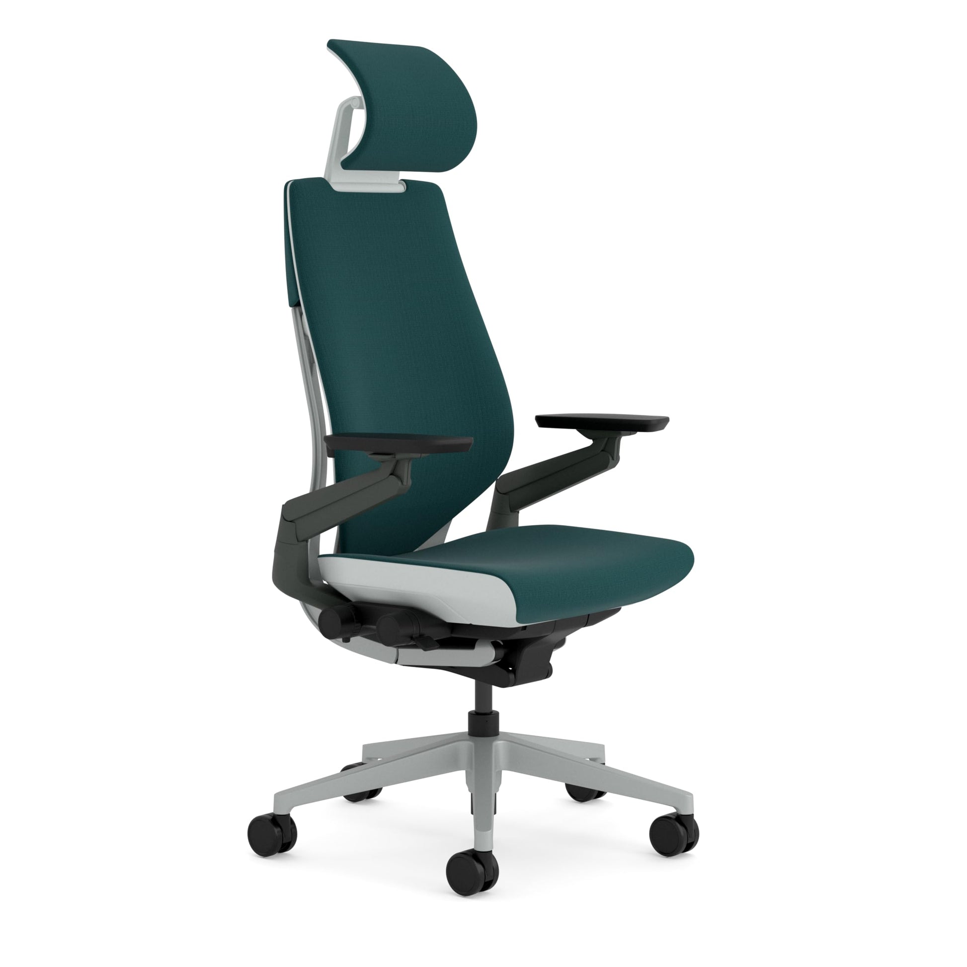 Steelcase Gesture Ergonomic Office Chair With 360° Armrests, 3D Live Back Lumbar Support, Adjustable Headrest Black; Made in Europe, 66 x 62.5 x 107