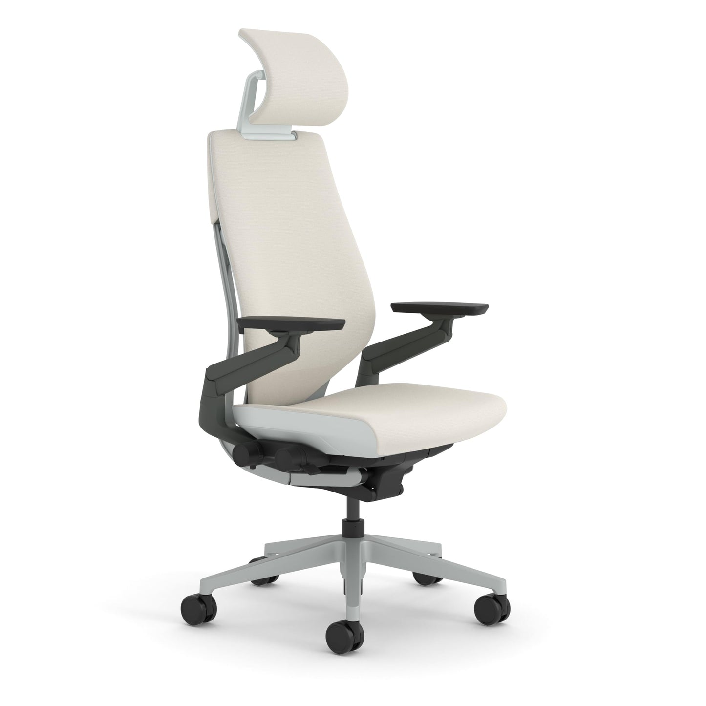Steelcase Gesture Ergonomic Office Chair With 360° Armrests, 3D Live Back Lumbar Support, Adjustable Headrest Black; Made in Europe, 66 x 62.5 x 107