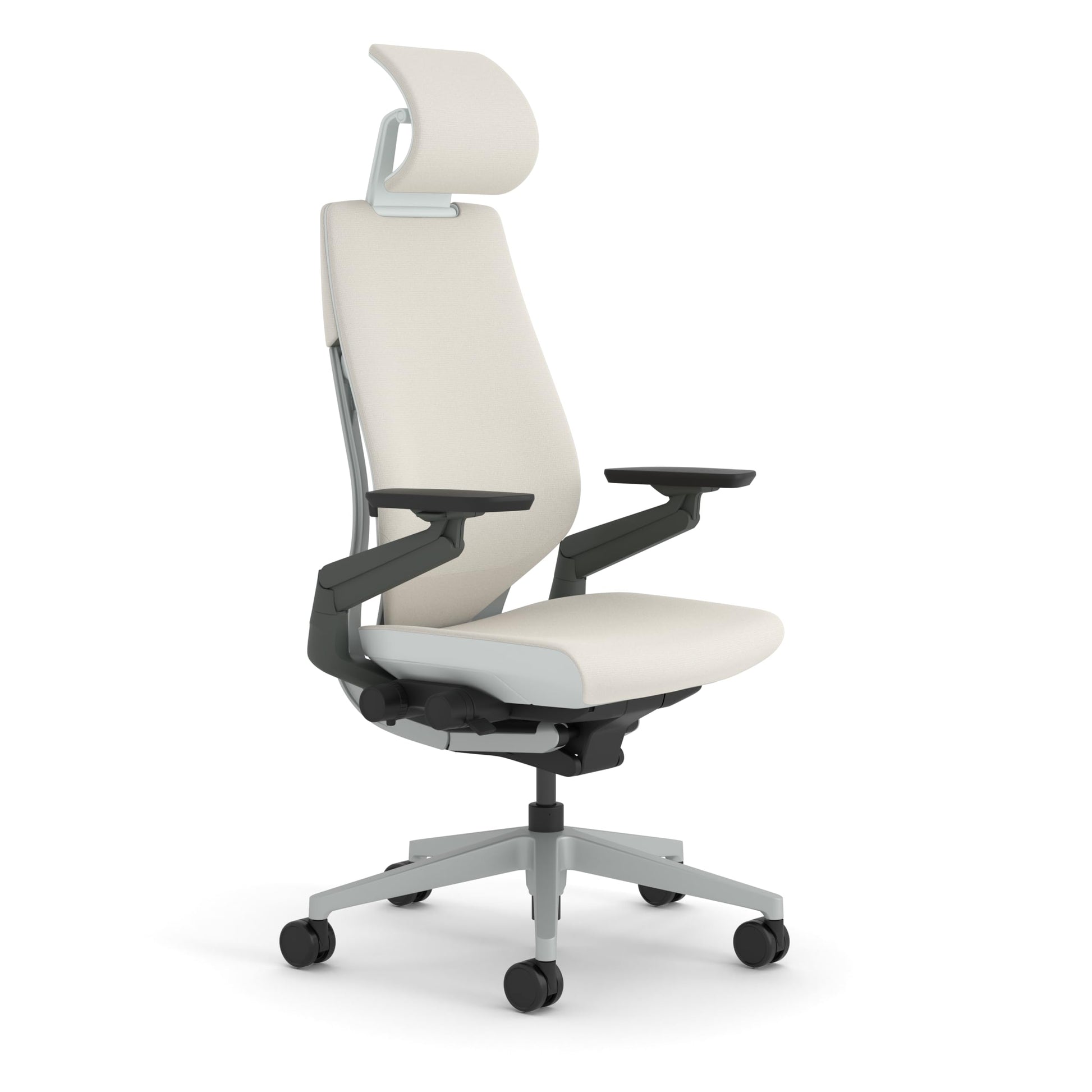 Steelcase Gesture Ergonomic Office Chair With 360° Armrests, 3D Live Back Lumbar Support, Adjustable Headrest Black; Made in Europe, 66 x 62.5 x 107