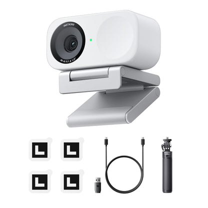 Insta360 Link 2C Standard Bundle Arctic White - 4K Webcam for PC/Mac, 1/2" Sensor, Auto Framing, HDR, AI Noise-Canceling Mic, Gesture Control for Streaming