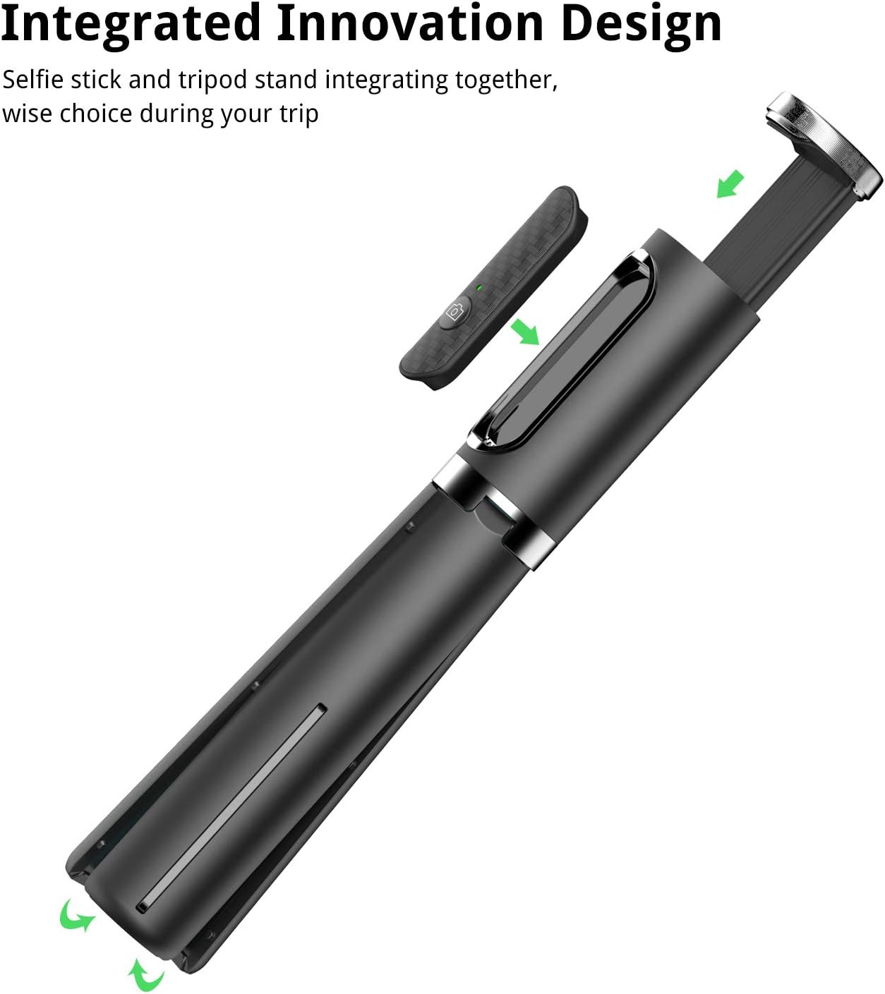 ATUMTEK Bluetooth Selfie Stick Tripod, 80CM Mini Extendable 3 in 1 Aluminum Selfie Stick with Wireless Remote Tripod Stand 270° Rotation for iPhone 11/11 Pro/XS Max/XS/XR/X/8/7, Samsung and Smartphone