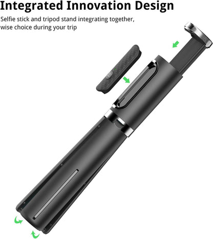 ATUMTEK Bluetooth Selfie Stick Tripod, 80CM Mini Extendable 3 in 1 Aluminum Selfie Stick with Wireless Remote Tripod Stand 270° Rotation for iPhone 11/11 Pro/XS Max/XS/XR/X/8/7, Samsung and Smartphone