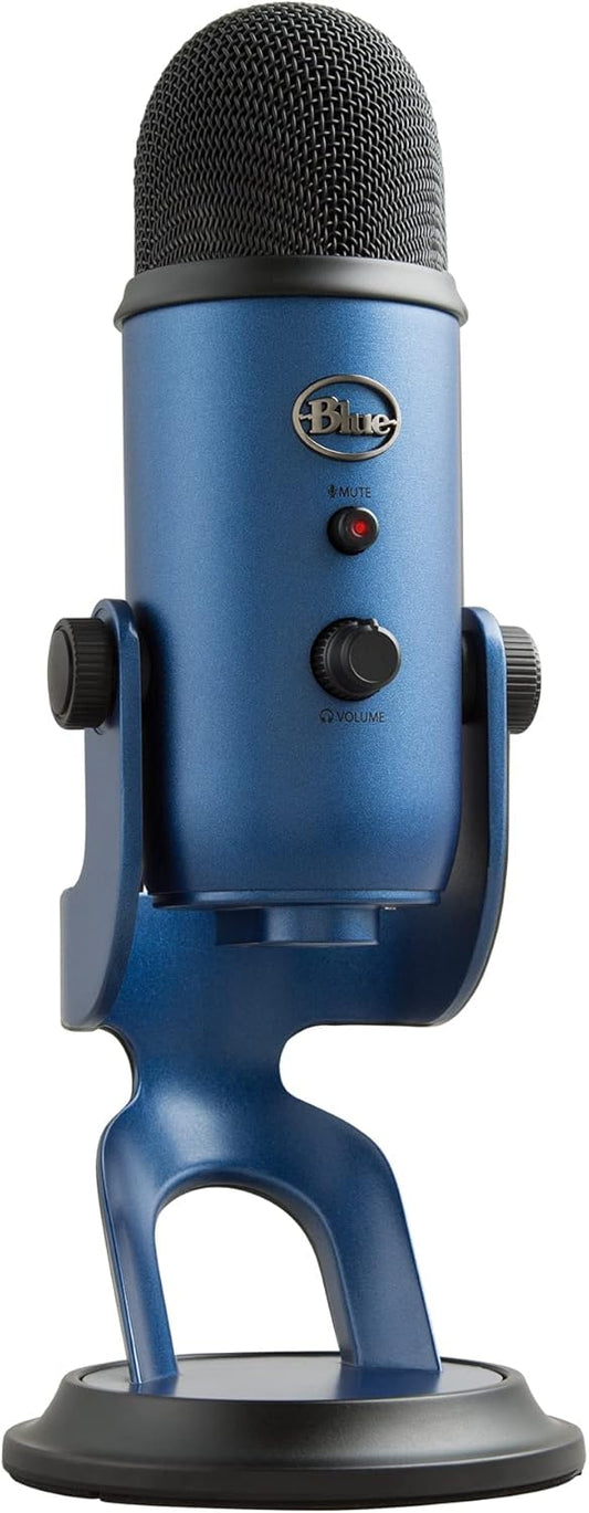 Logitech for Creators Blue Yeti USB Microphone for Recording, Streaming, Gaming, Podcasting on PC and Mac, Condenser Mic for Laptop or Computer with Blue VO!CE Effects, Adjustable Stand - Blue