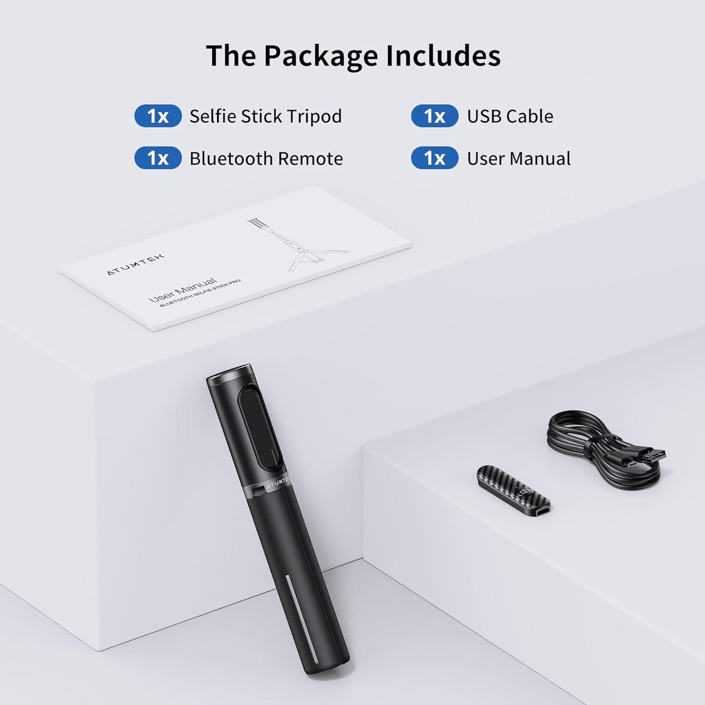 ATUMTEK Bluetooth Selfie Stick Tripod, 80CM Mini Extendable 3 in 1 Aluminum Selfie Stick with Wireless Remote Tripod Stand 270° Rotation for iPhone 11/11 Pro/XS Max/XS/XR/X/8/7, Samsung and Smartphone