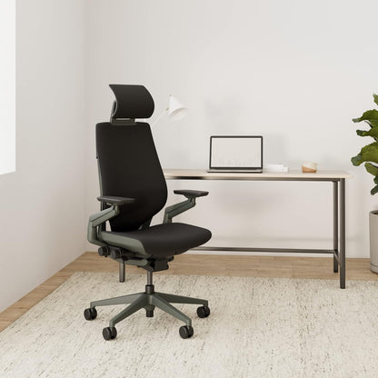 Steelcase Gesture Ergonomic Office Chair With 360° Armrests, 3D Live Back Lumbar Support, Adjustable Headrest Black; Made in Europe, 66 x 62.5 x 107