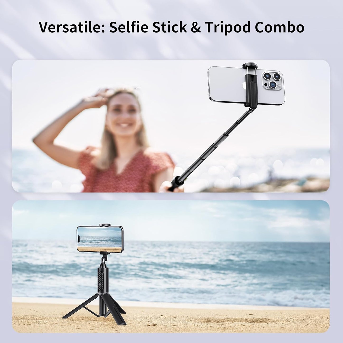 ATUMTEK Bluetooth Selfie Stick Tripod, 80CM Mini Extendable 3 in 1 Aluminum Selfie Stick with Wireless Remote Tripod Stand 270° Rotation for iPhone 11/11 Pro/XS Max/XS/XR/X/8/7, Samsung and Smartphone