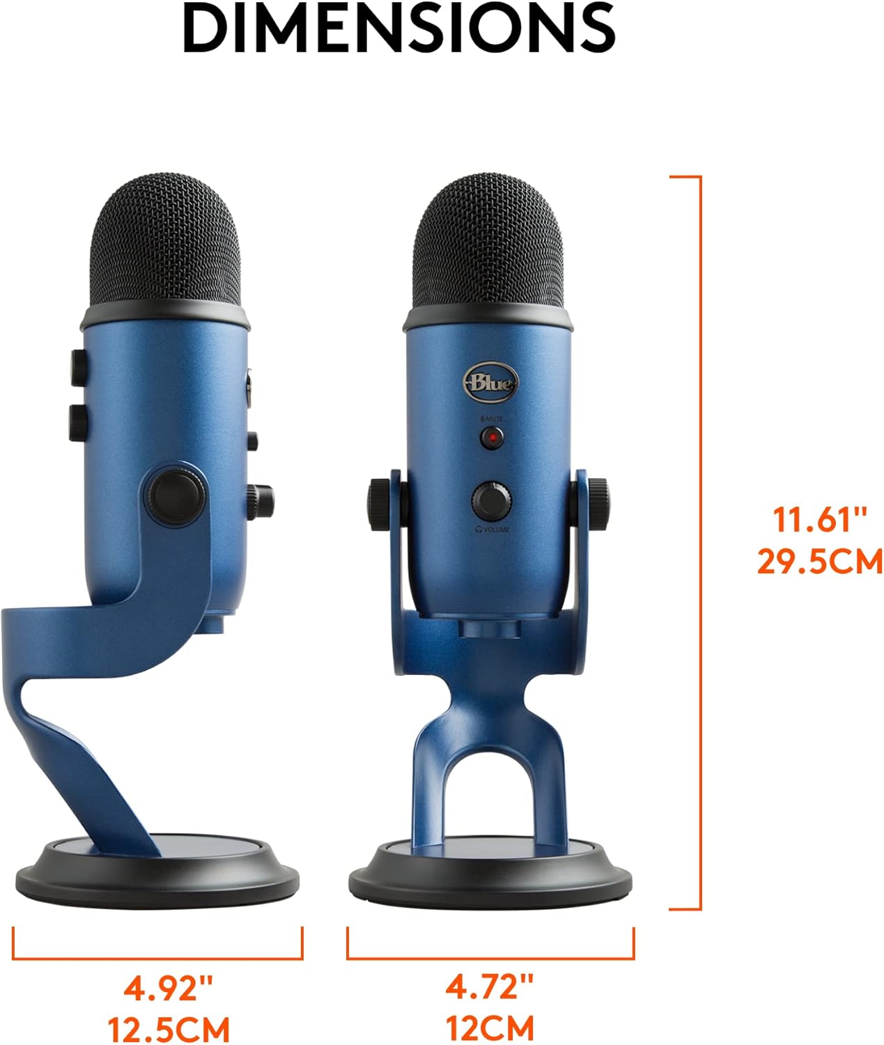 Logitech for Creators Blue Yeti USB Microphone for Recording, Streaming, Gaming, Podcasting on PC and Mac, Condenser Mic for Laptop or Computer with Blue VO!CE Effects, Adjustable Stand - Blue