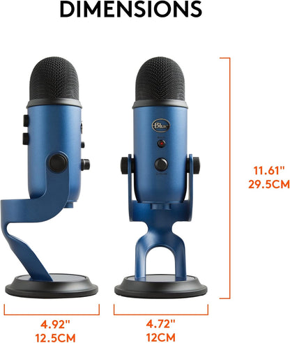 Logitech for Creators Blue Yeti USB Microphone for Recording, Streaming, Gaming, Podcasting on PC and Mac, Condenser Mic for Laptop or Computer with Blue VO!CE Effects, Adjustable Stand - Blue