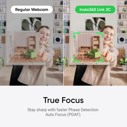 Insta360 Link 2C Standard Bundle Arctic White - 4K Webcam for PC/Mac, 1/2" Sensor, Auto Framing, HDR, AI Noise-Canceling Mic, Gesture Control for Streaming