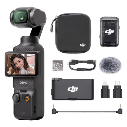 DJI Osmo Pocket 3 Creator Combo, Vlogging Camera with 1'' CMOS & 4K/120fps Video, 3-Axis Stabilization, Face/Object Tracking, Fast Focusing, Mic Included for Clear Sound, Small Camera for Photography