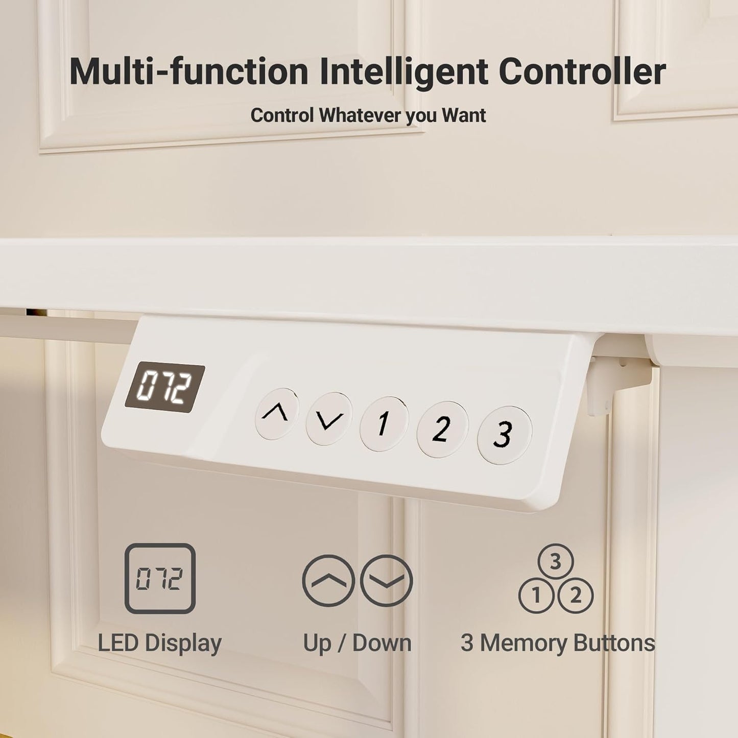 Claiks Electric Standing Desk 140x60cm Height Adjustable Desk with 3 Memory Presets & Sit Stand Reminder, Quiet Home Office Computer Desk with LED Display, Cable Holes & Hooks, White