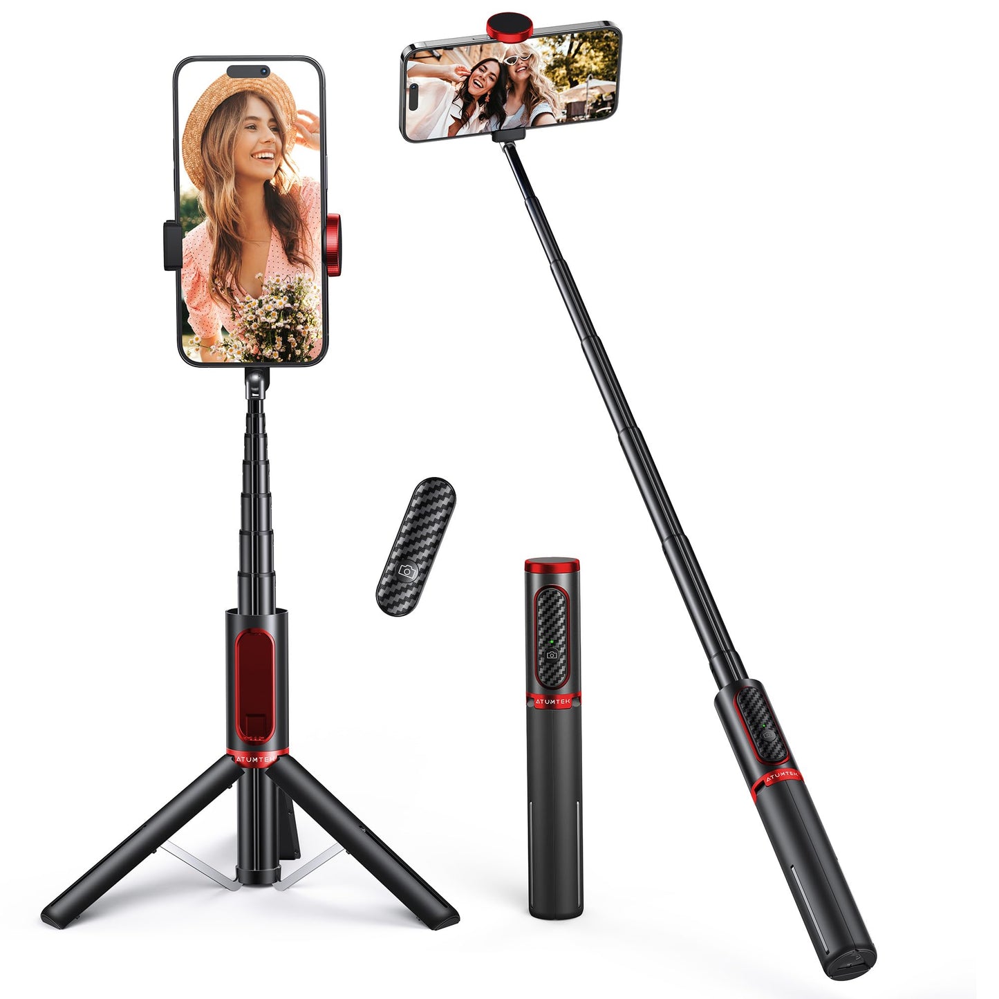 ATUMTEK Bluetooth Selfie Stick Tripod, 80CM Mini Extendable 3 in 1 Aluminum Selfie Stick with Wireless Remote Tripod Stand 270° Rotation for iPhone 11/11 Pro/XS Max/XS/XR/X/8/7, Samsung and Smartphone
