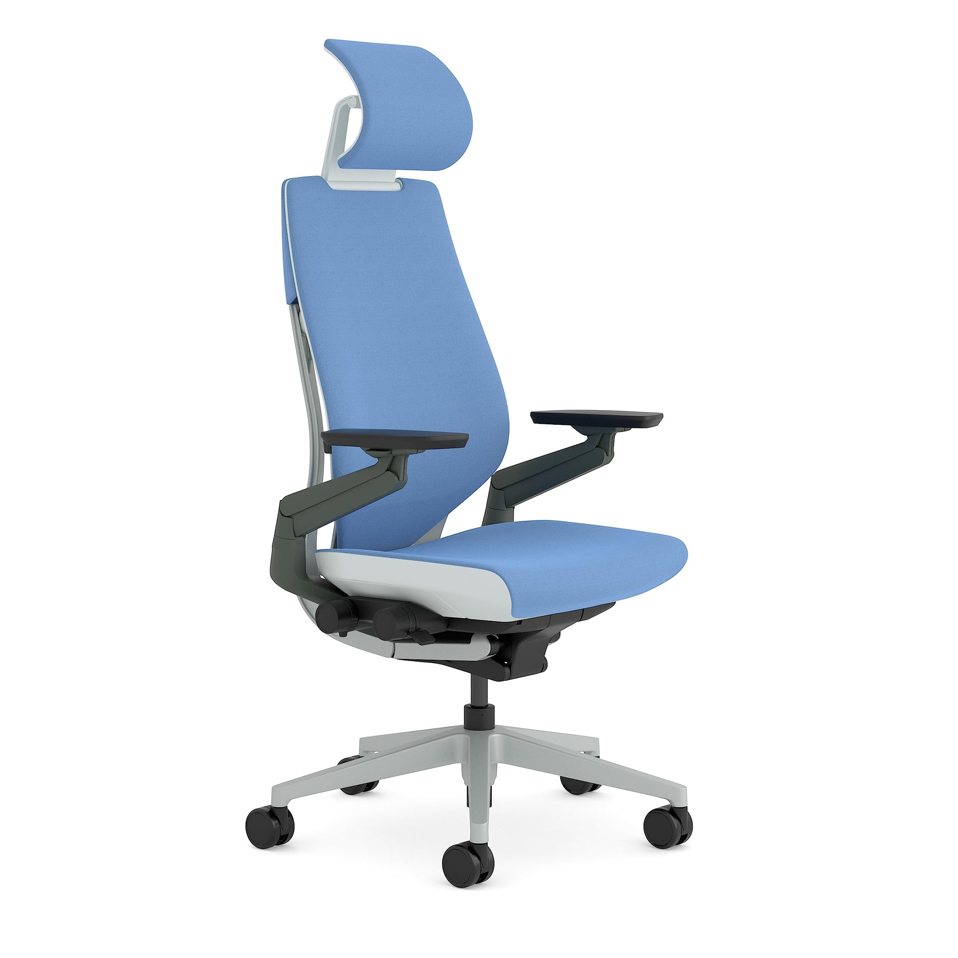 Steelcase Gesture Ergonomic Office Chair With 360° Armrests, 3D Live Back Lumbar Support, Adjustable Headrest Black; Made in Europe, 66 x 62.5 x 107