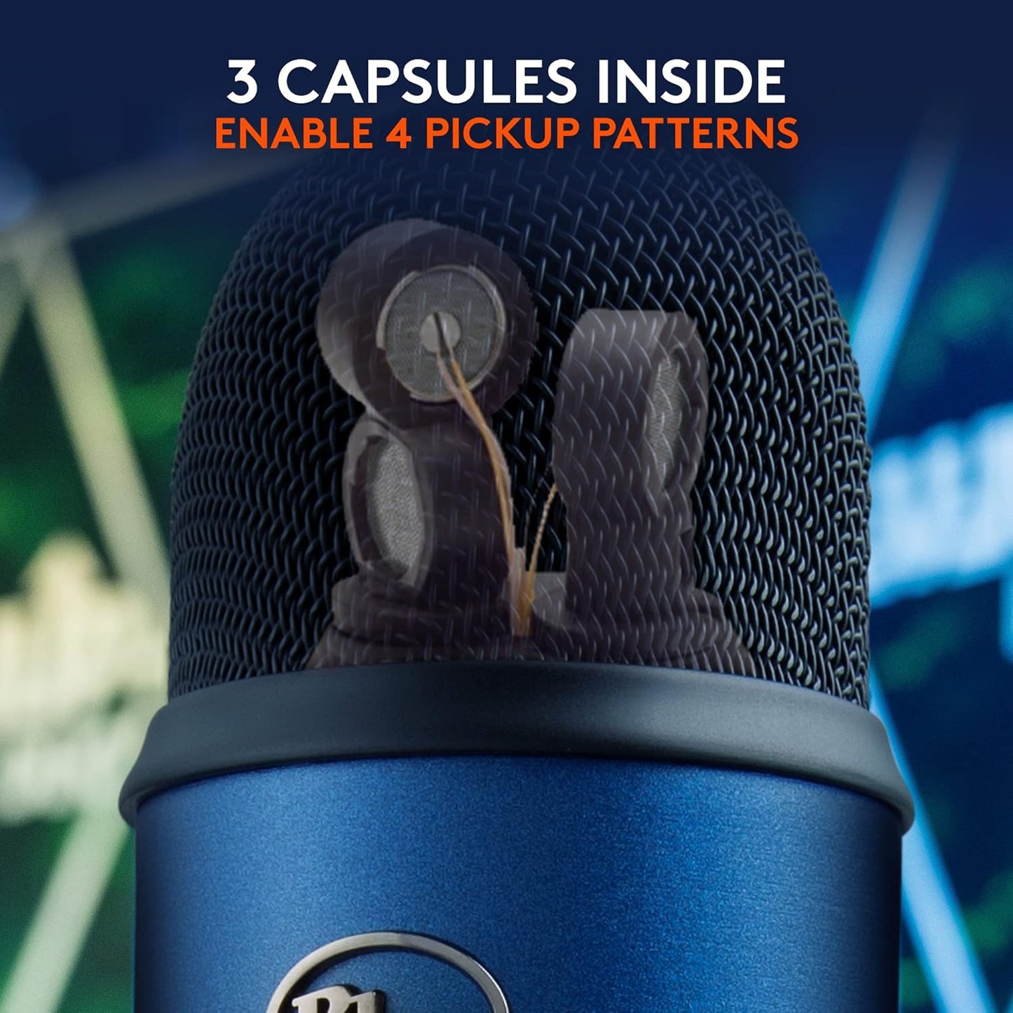Logitech for Creators Blue Yeti USB Microphone for Recording, Streaming, Gaming, Podcasting on PC and Mac, Condenser Mic for Laptop or Computer with Blue VO!CE Effects, Adjustable Stand - Blue