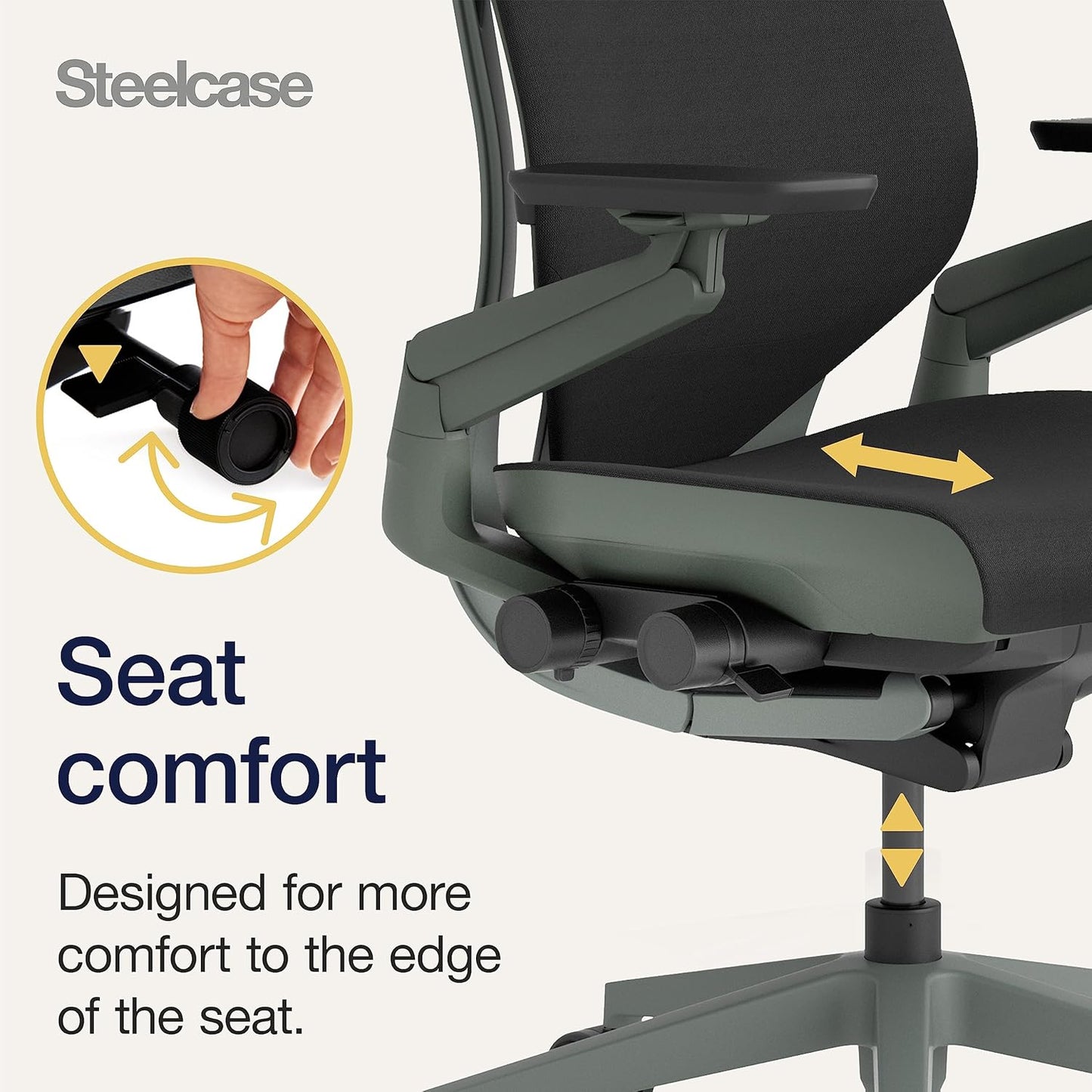 Steelcase Gesture Ergonomic Office Chair With 360° Armrests, 3D Live Back Lumbar Support, Adjustable Headrest Black; Made in Europe, 66 x 62.5 x 107