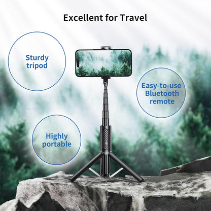 ATUMTEK Bluetooth Selfie Stick Tripod, 80CM Mini Extendable 3 in 1 Aluminum Selfie Stick with Wireless Remote Tripod Stand 270° Rotation for iPhone 11/11 Pro/XS Max/XS/XR/X/8/7, Samsung and Smartphone