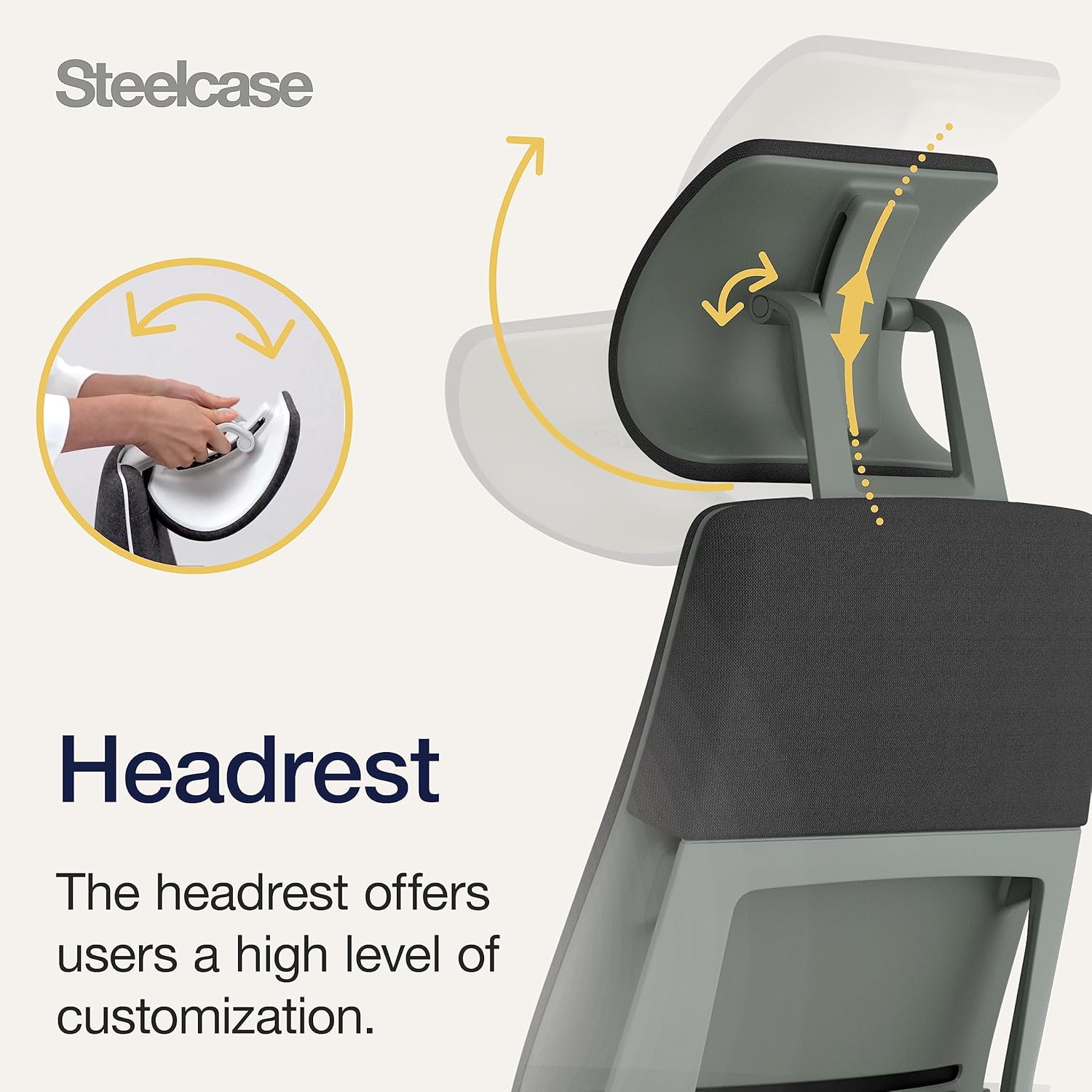Steelcase Gesture Ergonomic Office Chair With 360° Armrests, 3D Live Back Lumbar Support, Adjustable Headrest Black; Made in Europe, 66 x 62.5 x 107
